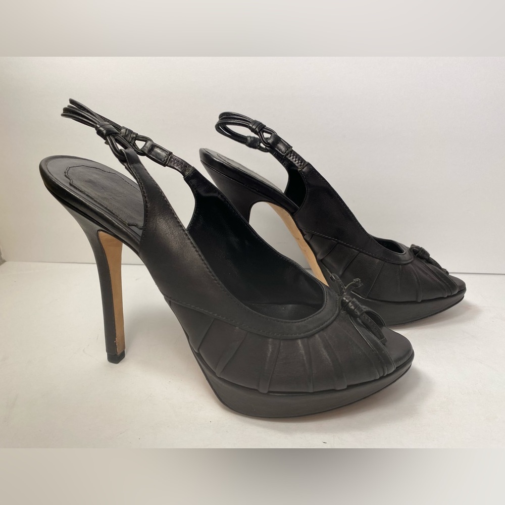 Christian Dior slingback open toe sandals heels pumps black 36